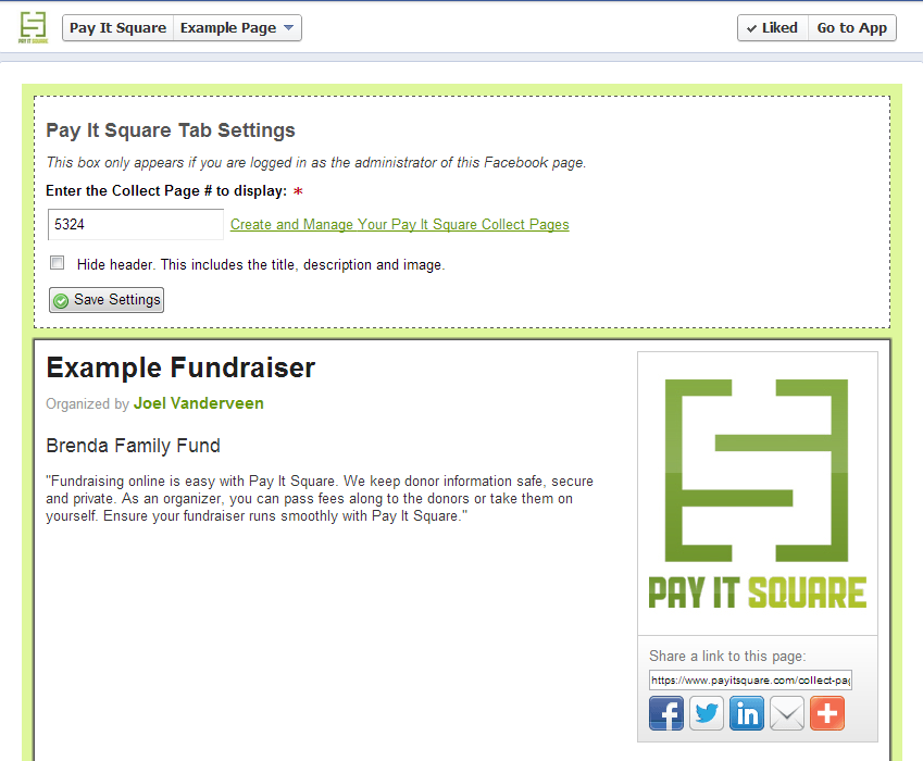 Add Pay It Square to Facebook